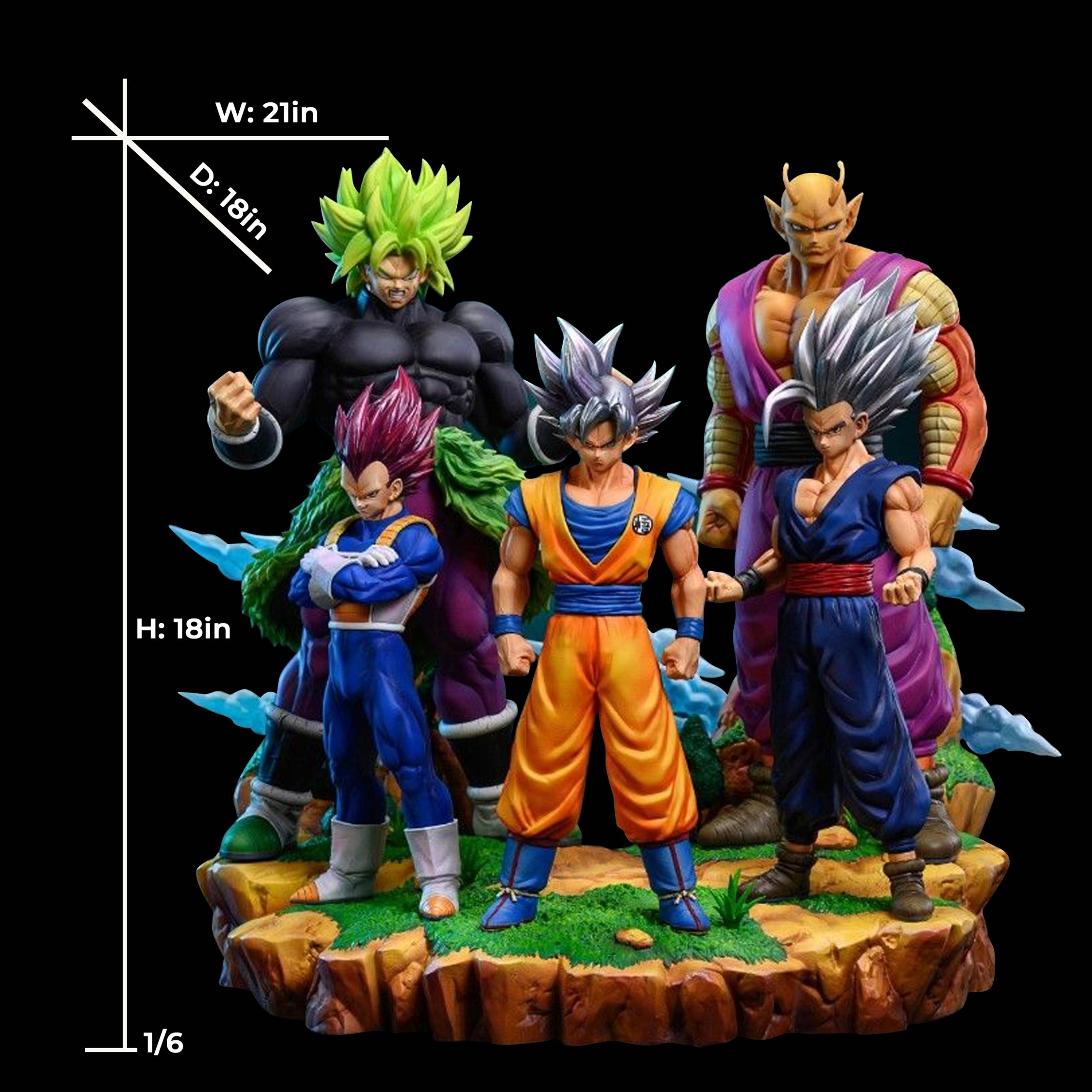 Dragon Ball Broly x Vegeta x Goku x Gohan x Piccolo Diroama Resin Statue