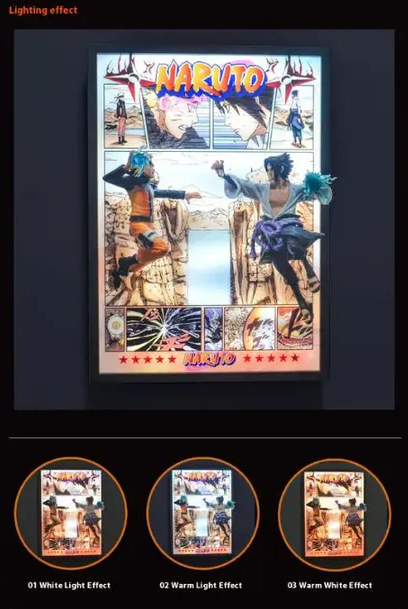 【pre order】Naruto vs Sasuke 3D Light Painting Anime Decor - Image 6