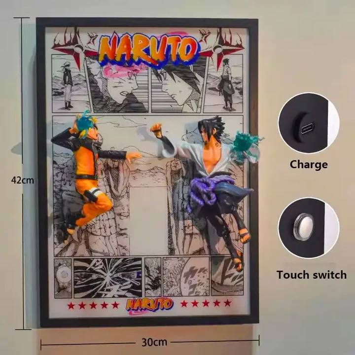 【pre order】Naruto vs Sasuke 3D Light Painting Anime Decor - Image 5