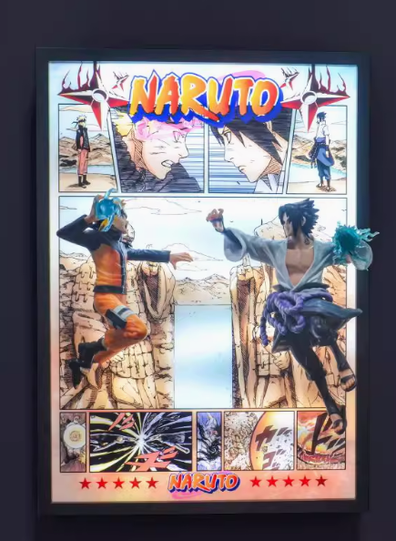 【pre order】Naruto vs Sasuke 3D Light Painting Anime Decor