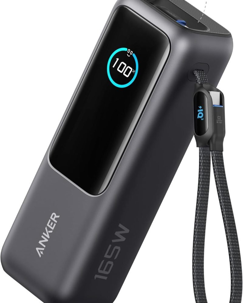 【pre order】Anker Power Bank 25,000mAh Portable Charger with Triple 100W USB-C Ports, Built-in Retractable Cables