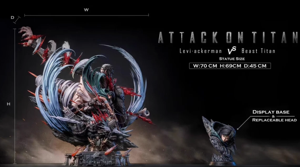 【pre order】Attack on Titan Levi Ackerman VS Beast titan Resin Statue - Image 4
