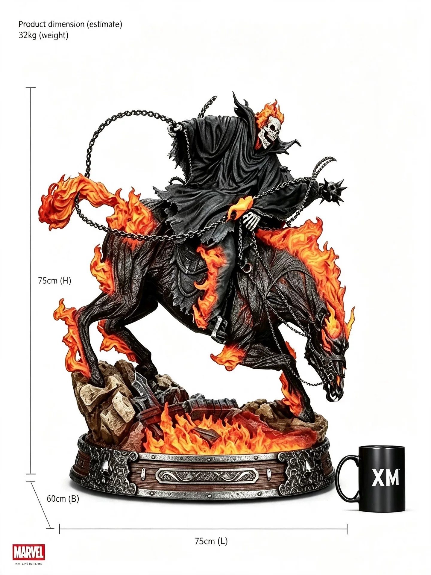 【pre order】XM Studios Ghost Rider Horseback 1/4 Statue GK - Image 2